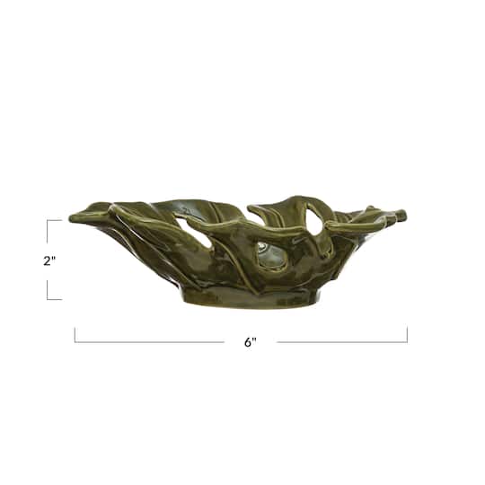 Hello Honey® 6" Reactive Glaze Stoneware Leaf Shaped Bowl